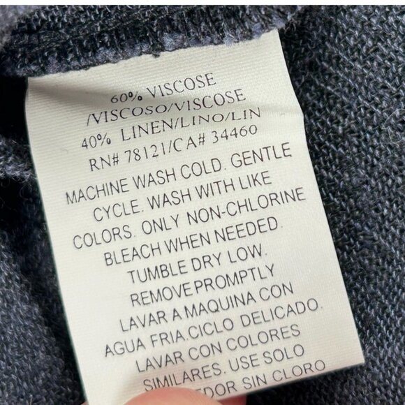 Eileen Fisher Dark Blue Lightweight Viscose Linen Wide Leg Pants L Button Crepe - Picture 5 of 5